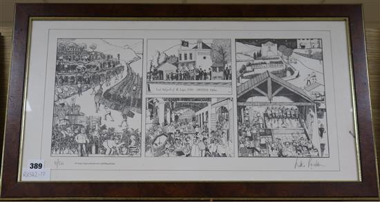 William Rushton, limited edition print, The Taylors Vintage at Vargellas, signed, 11/500, 32 x 61cm